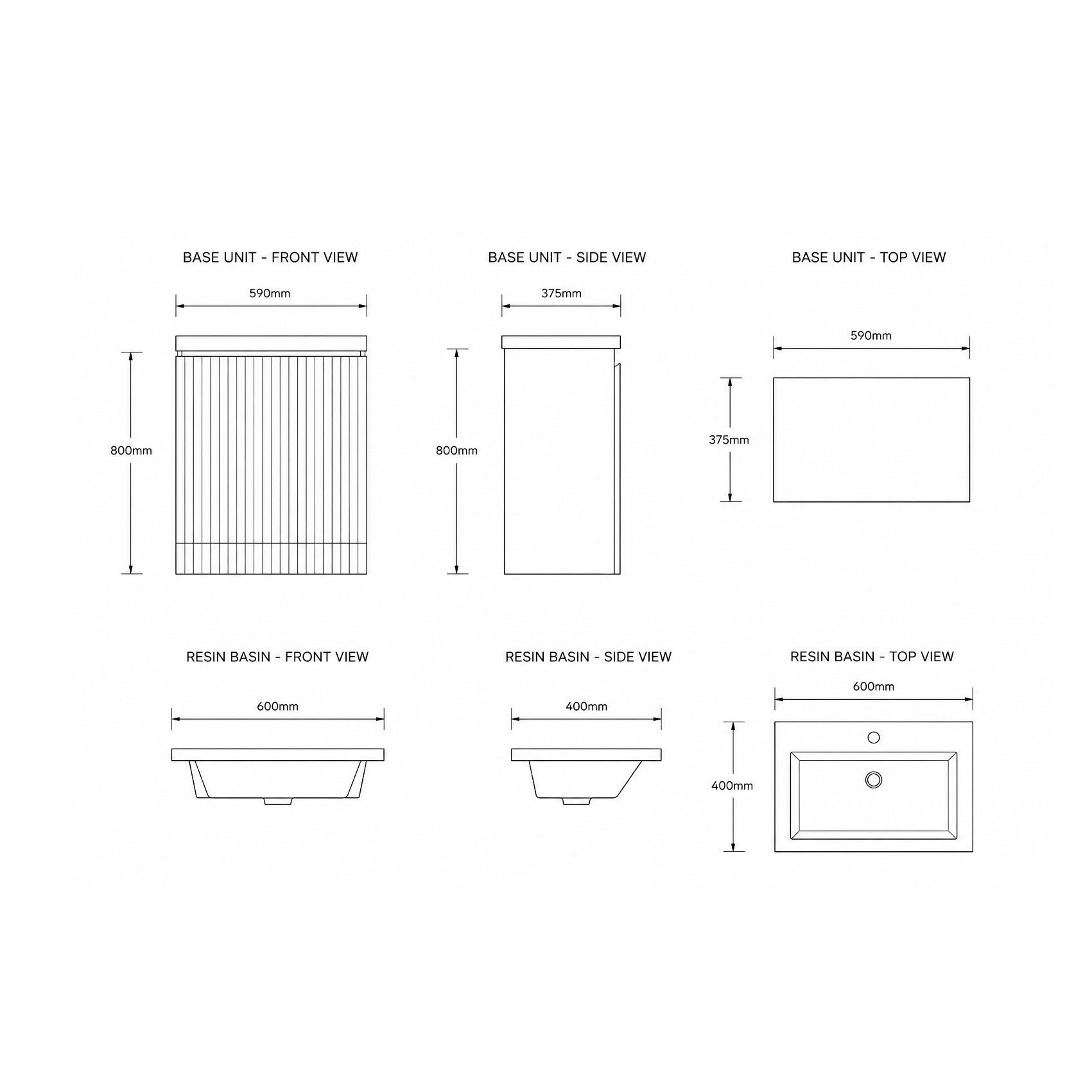 Evora 60 Base Unit & Basin - Platinum Grey