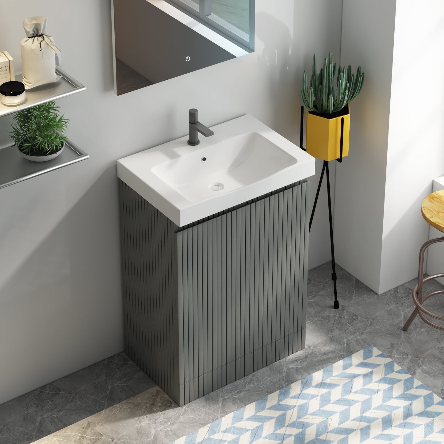 Evora 60 Base Unit & Basin - Platinum Grey