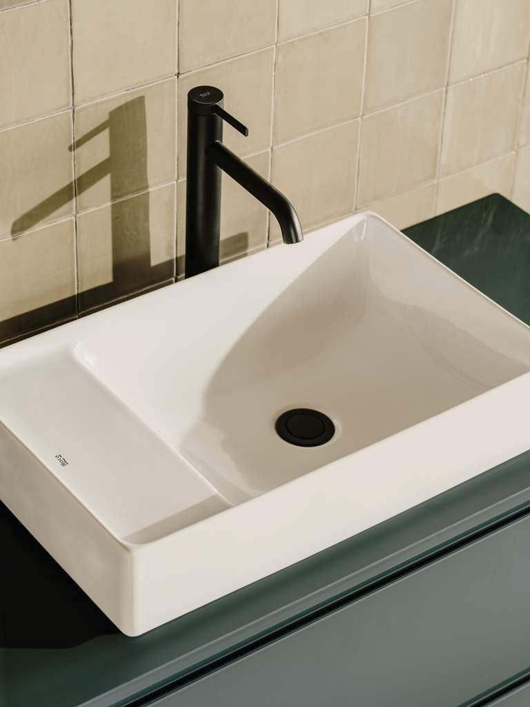 Roca Ona Extended Basin Mixer Smooth Body with Cold Start
