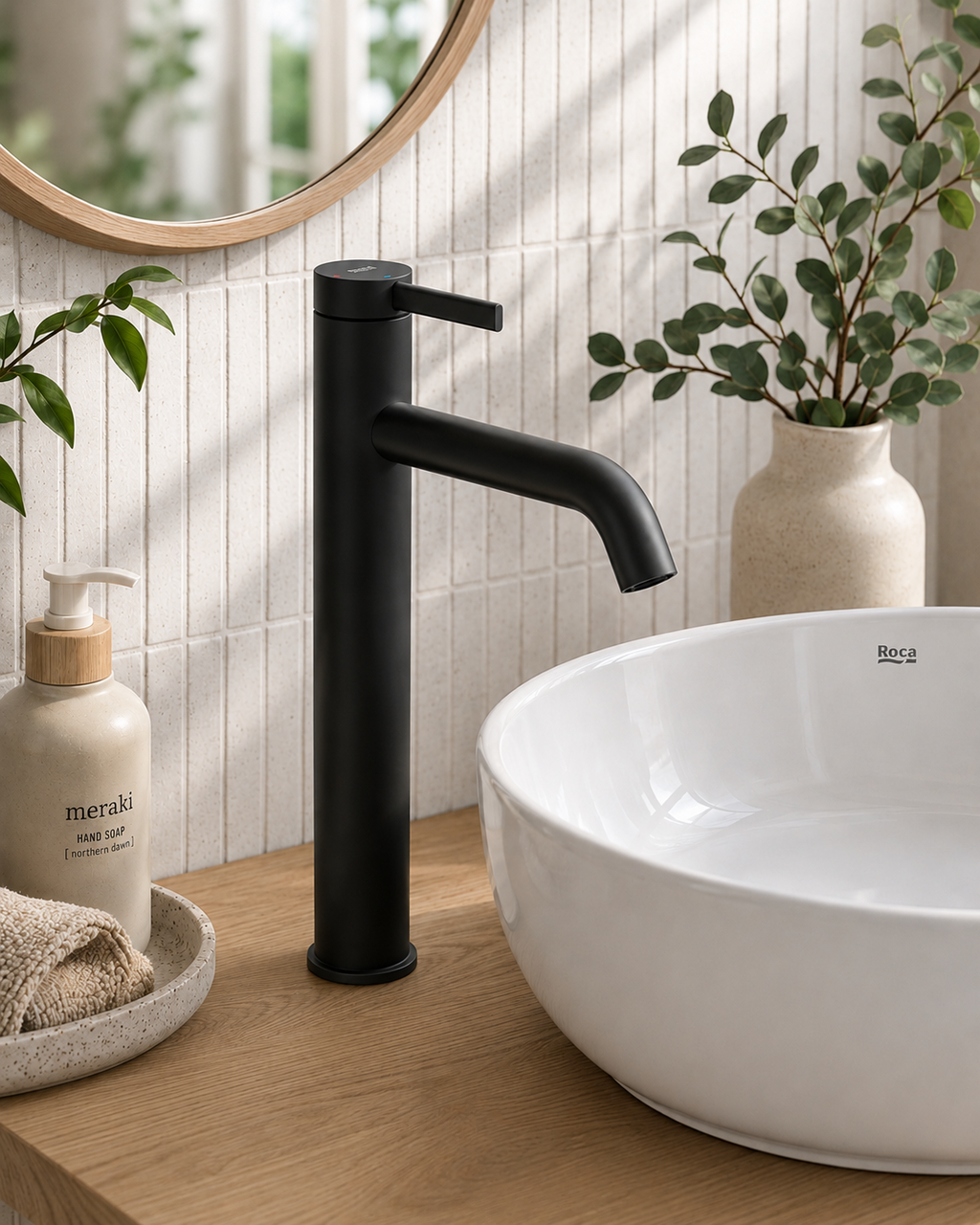 Roca Ona Extended Basin Mixer Smooth Body with Cold Start
