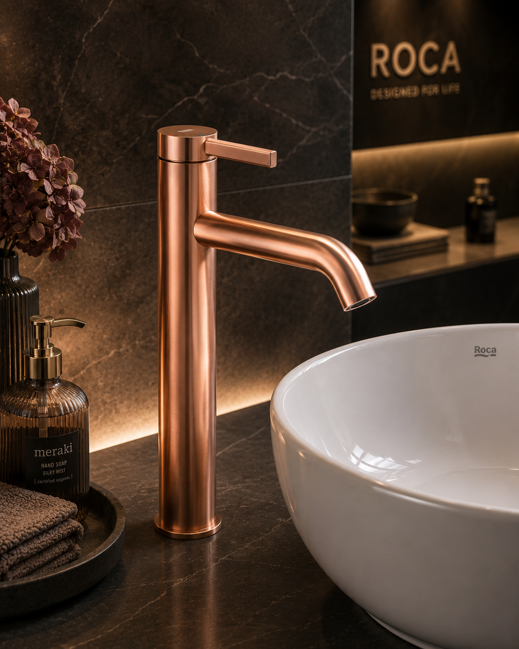 Roca Ona Extended Basin Mixer Smooth Body with Cold Start