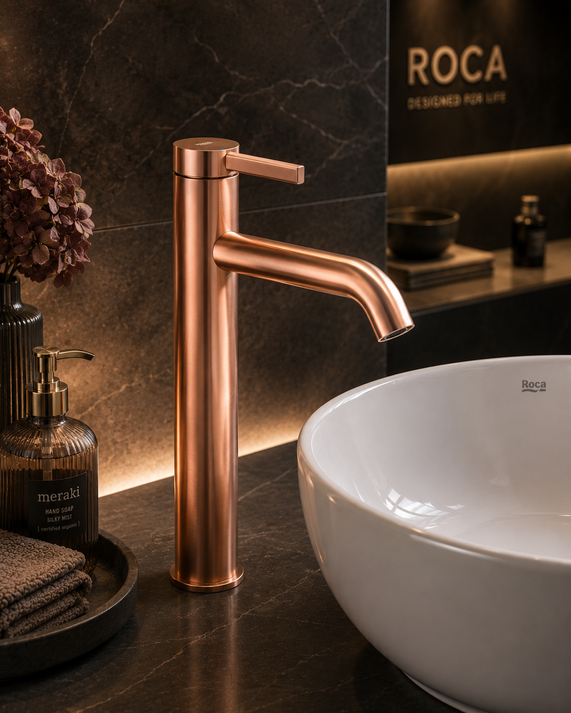 Roca Ona Extended Basin Mixer Smooth Body with Cold Start