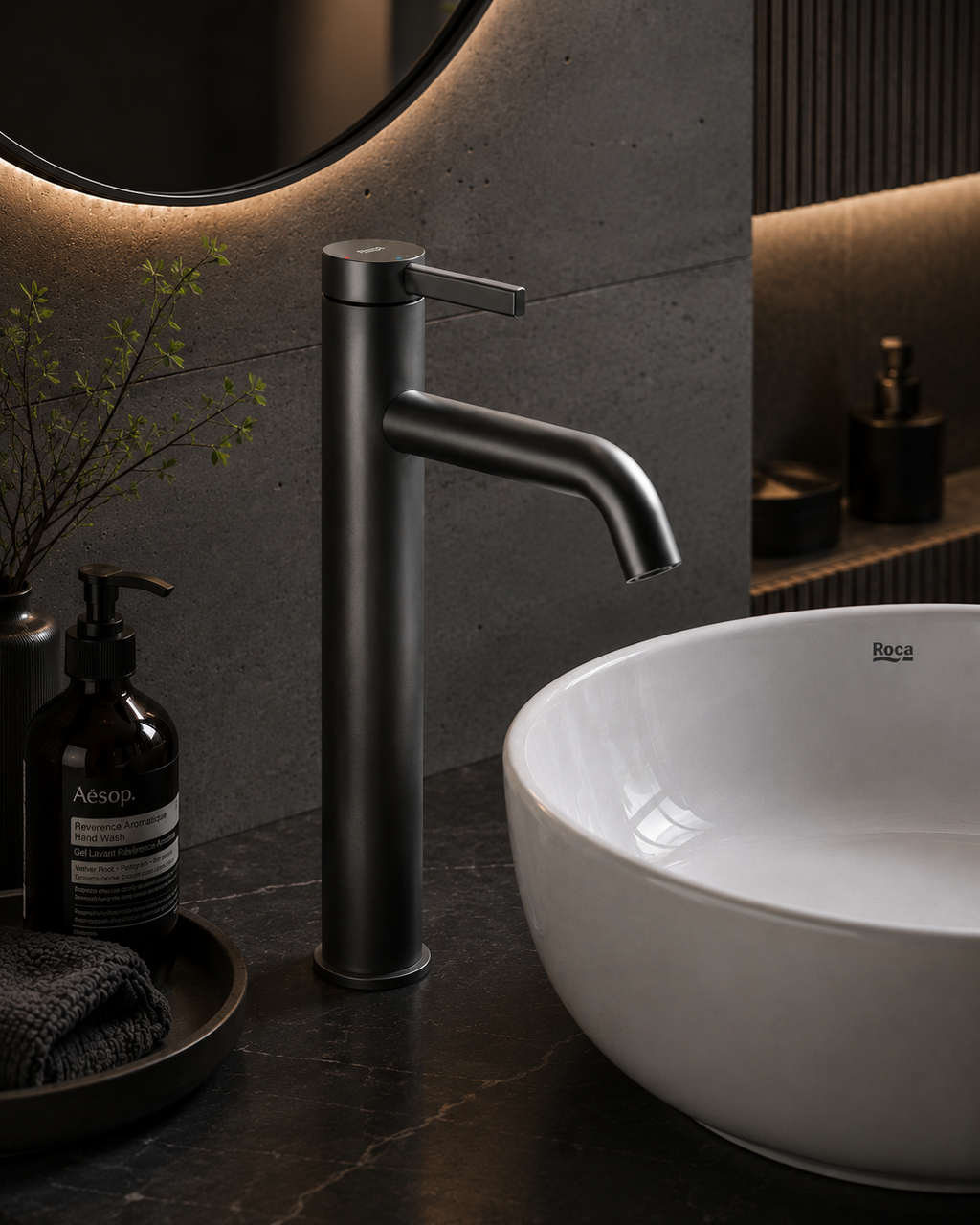 Roca Ona Extended Basin Mixer Smooth Body with Cold Start