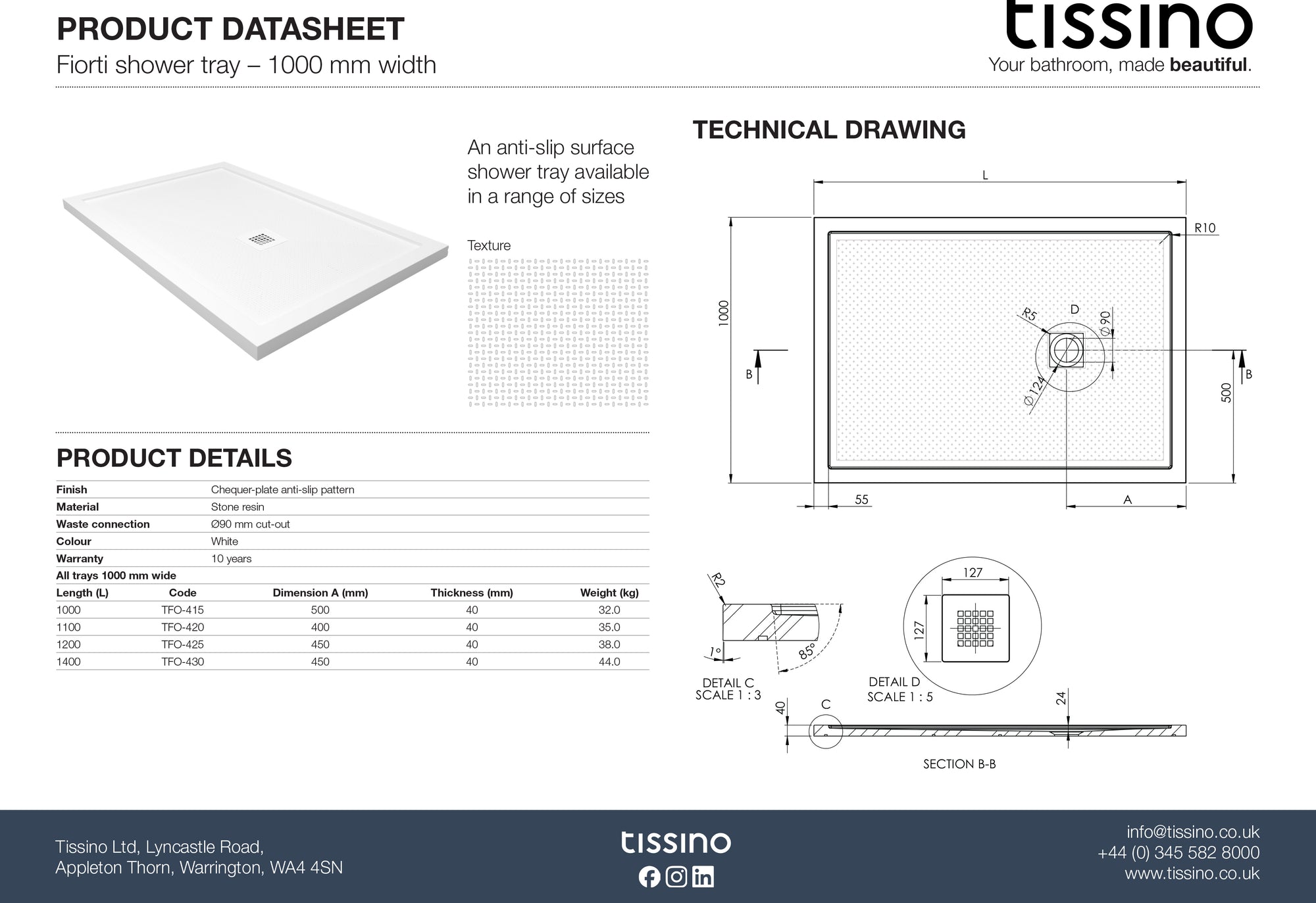 Fiorti Rectangular Shower Trays