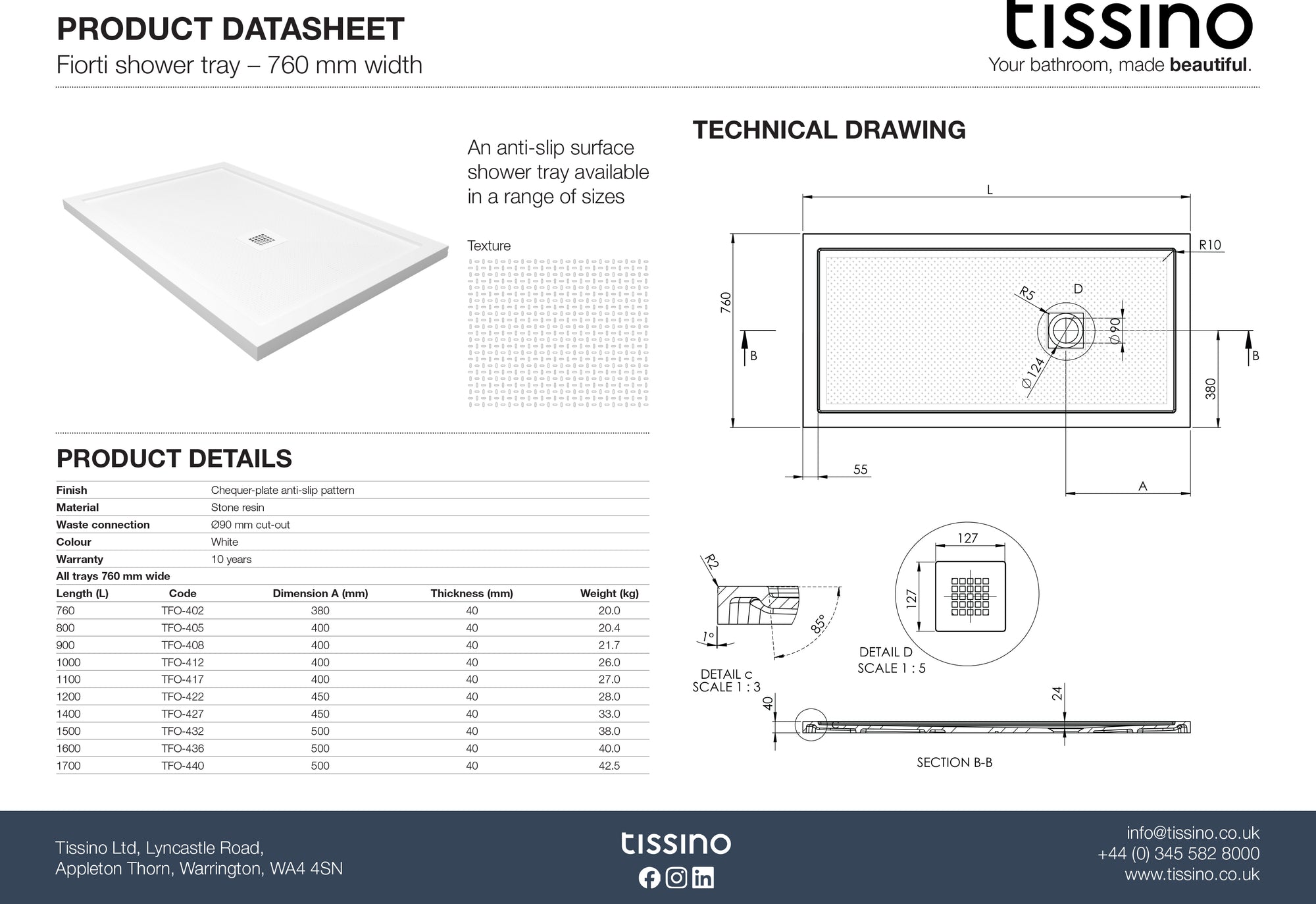 Fiorti Rectangular Shower Trays
