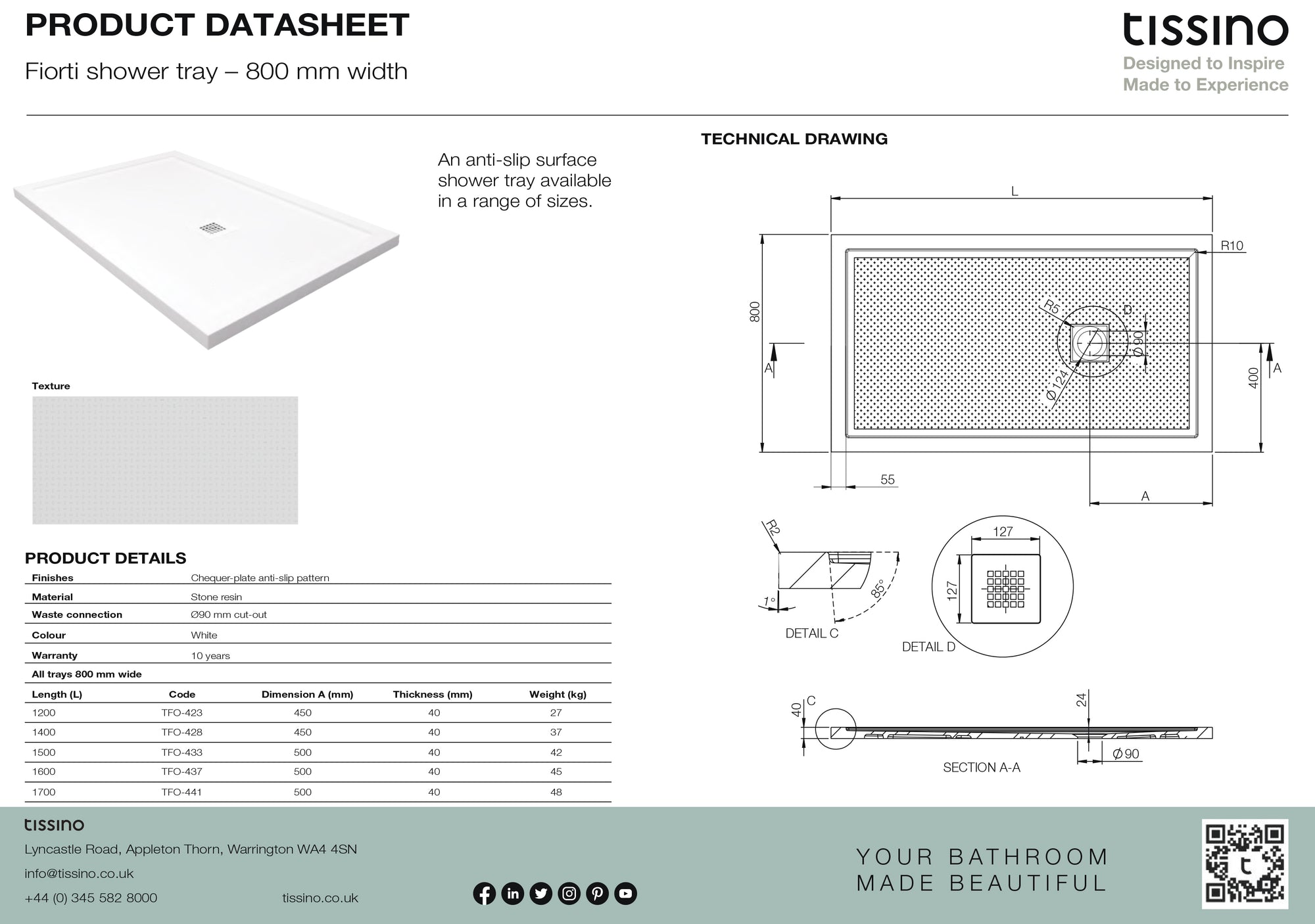 Fiorti Square Shower Trays