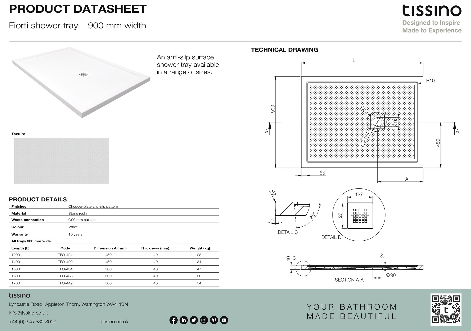 Fiorti Square Shower Trays