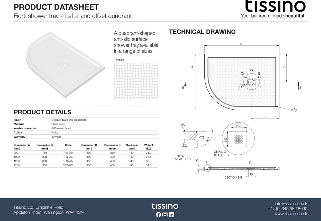 Fiorti Offset Quadrant Shower Trays