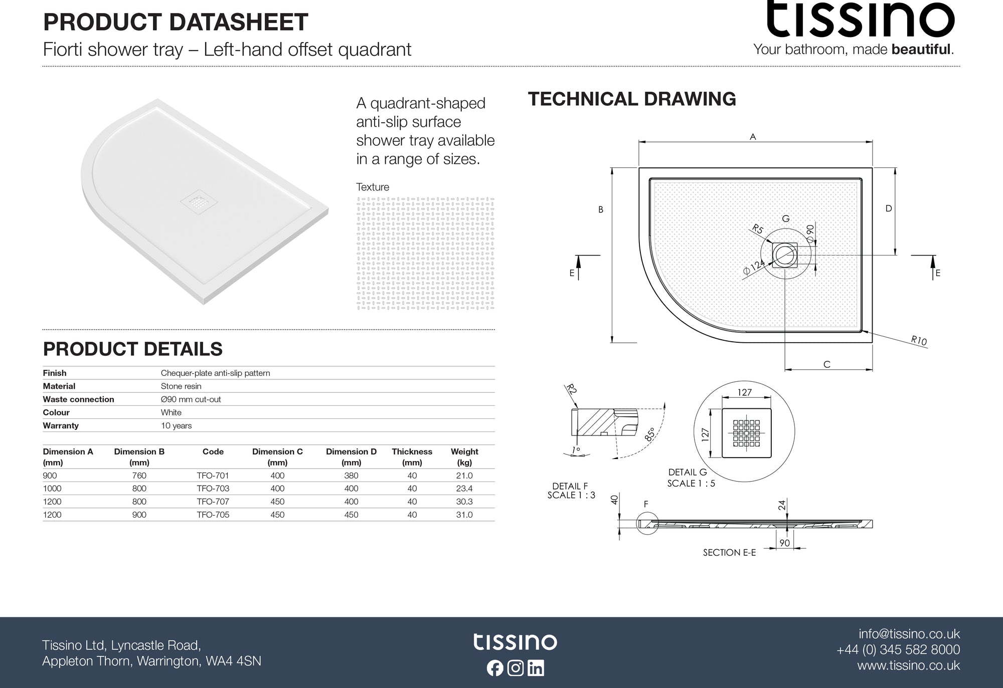 Fiorti Offset Quadrant Shower Trays