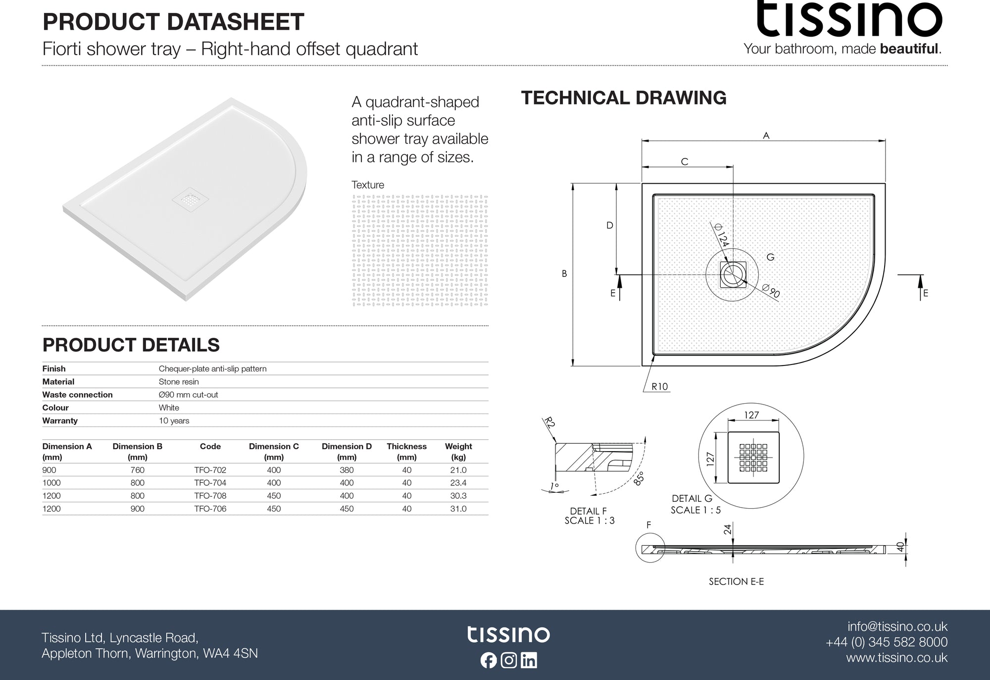 Fiorti Offset Quadrant Shower Trays
