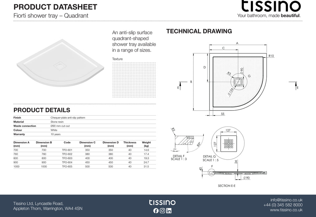 Fiorti Quadrant Shower Trays
