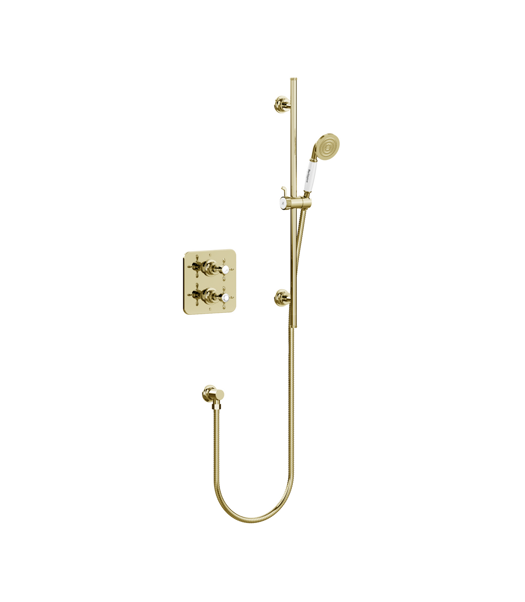 Burlington Guild Square Thermostatic Concealed Shower Set 1 - Gold