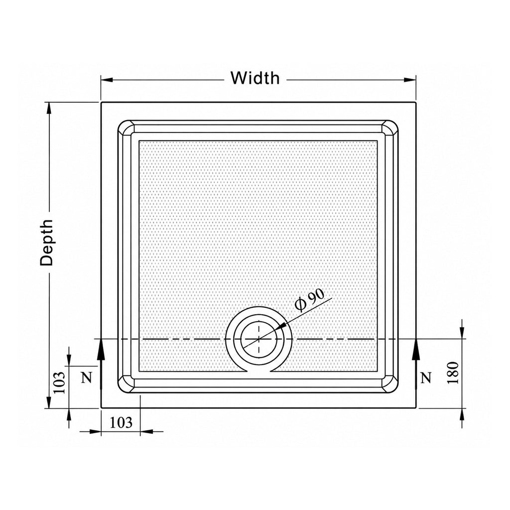 Genesis 40mm Anti-Slip Square Shower Trays