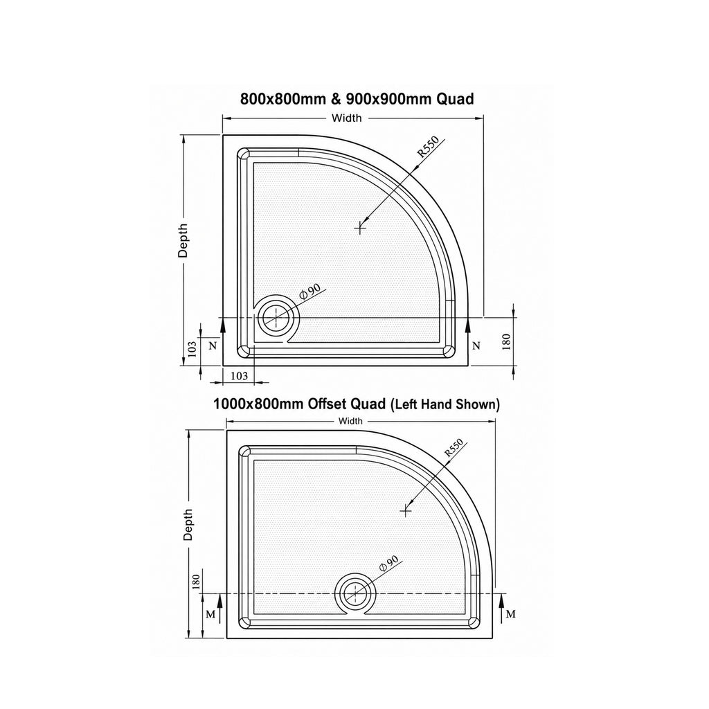 Genesis 40mm Anti-Slip Quadrant Shower Trays