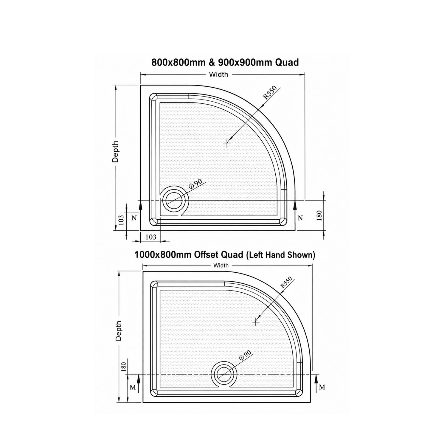 Genesis 40mm Anti-Slip Quadrant Shower Trays