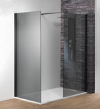 Genesis 8mm Showerwall - Matt Black - Smoked Glass