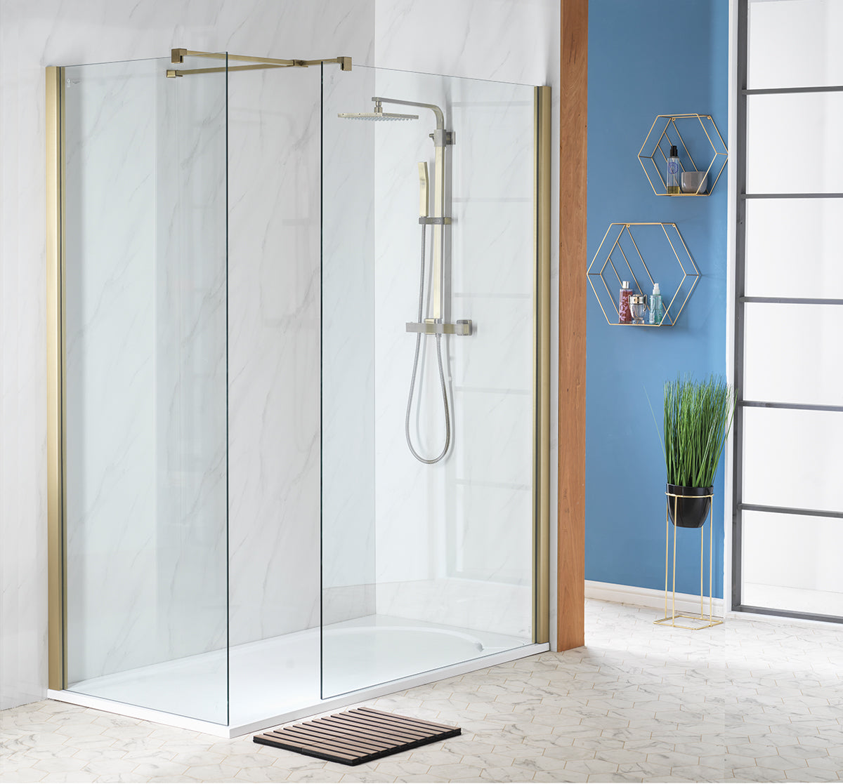 Genesis Brushed Brass Showerwall
