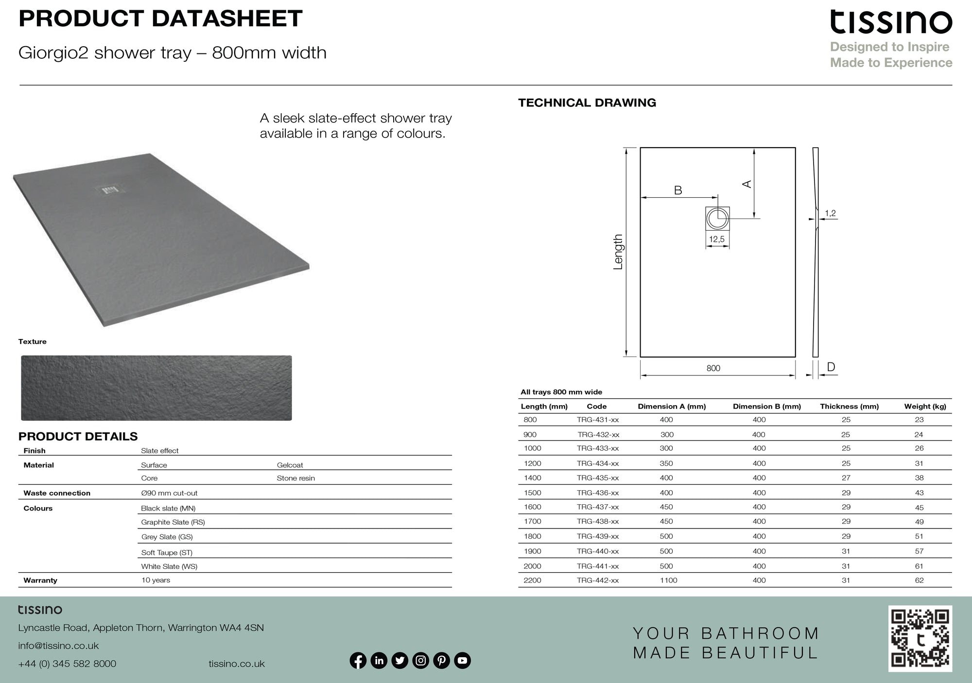 Giorgio2 Square & Rectangular Shower Trays - Graphite Slate
