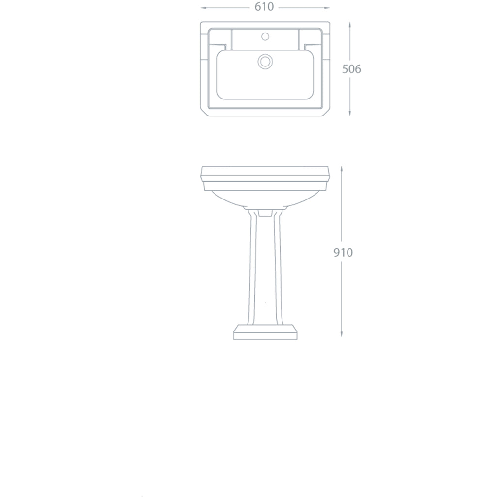 Grosvenor 610 1 Tap Hole Basin and Pedestal