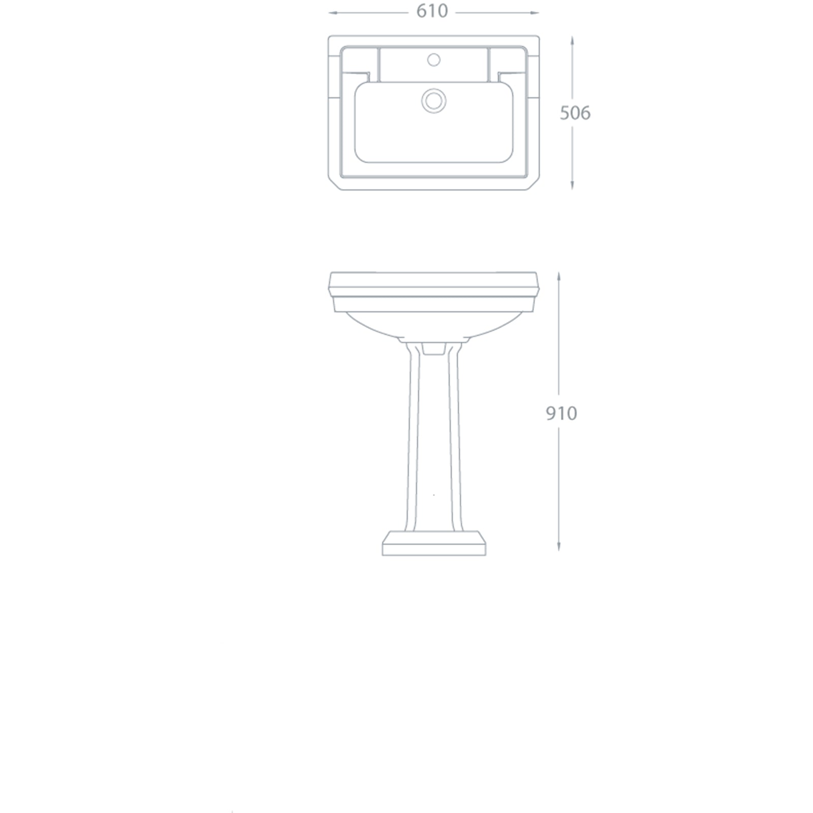 Grosvenor 610 2 Tap Hole Basin and Pedestal