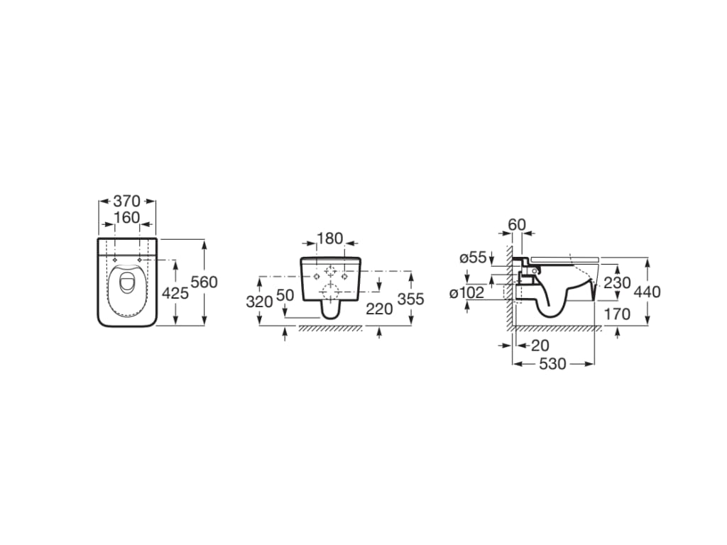 Roca Inspira Square Rimless Wall Hung Pan