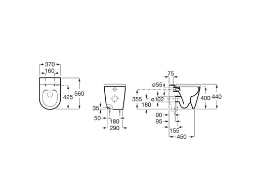 Roca Inspira Round Rimless Back to Wall Pan