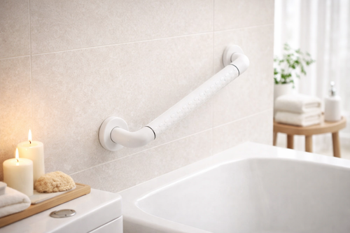 Comfort 600mm Straight Grab Rail - White