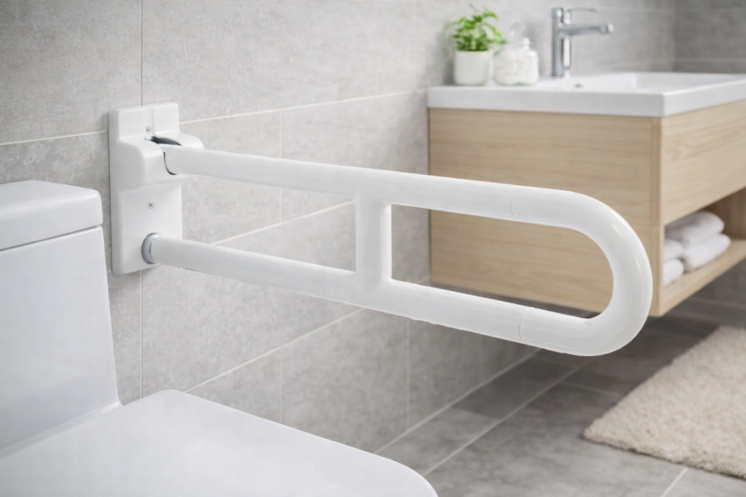 Comfort Folding Support Rail - White