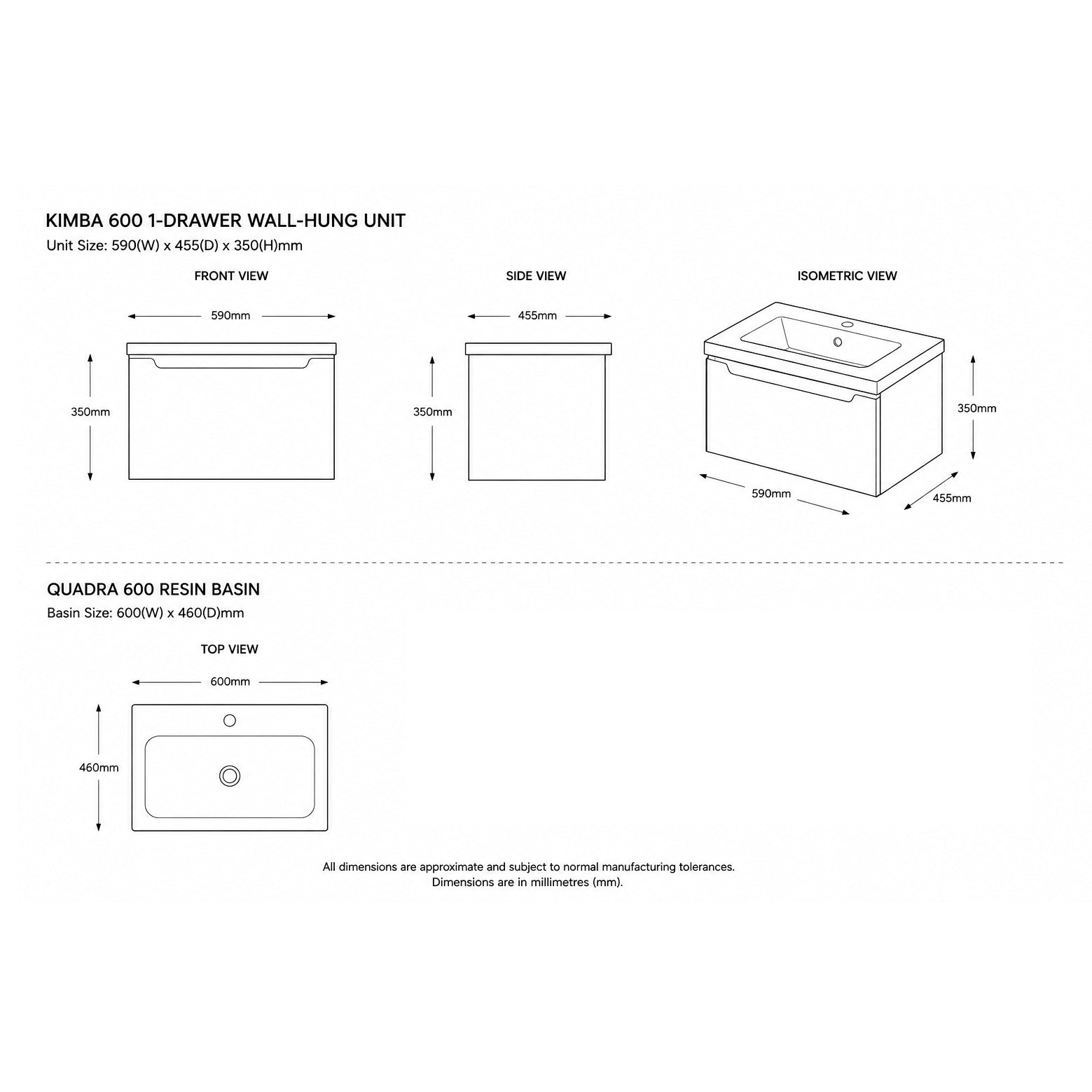 Kimba 60 1-Drawer Wall-Mounted Vanity Unit