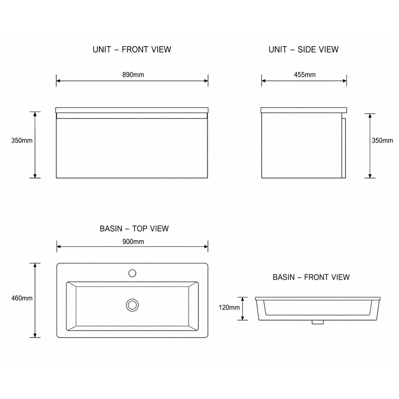Kimba 90 1-Drawer Wall-Mounted Vanity Unit