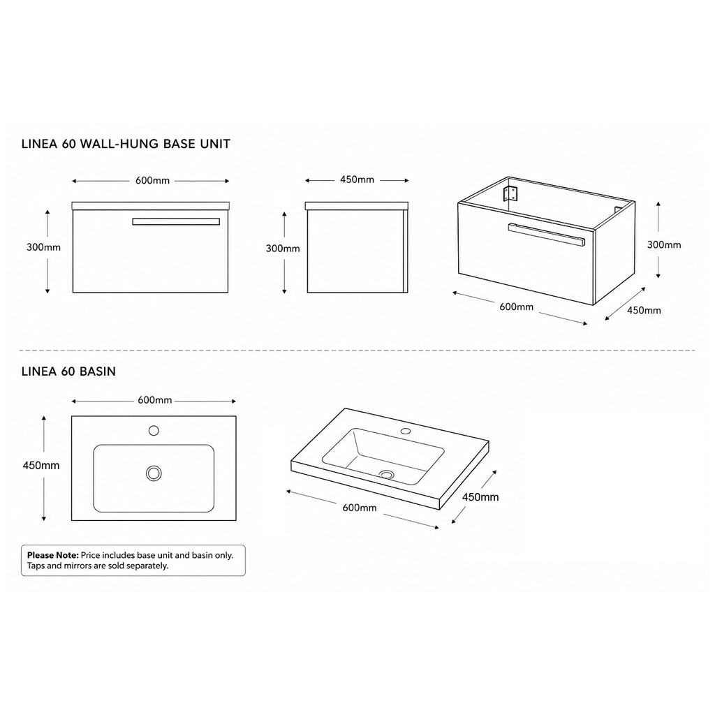 Linea 60 1-Drawer Wall-Hung Vanity Unit