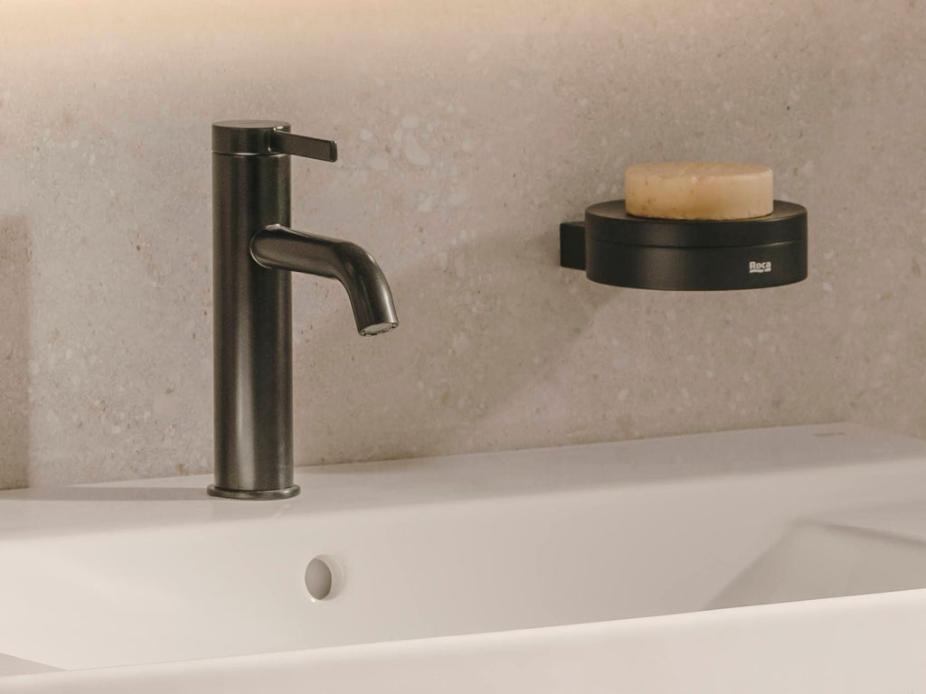 Roca Ona Medium Height Basin Mixer Smooth Body with Cold Start