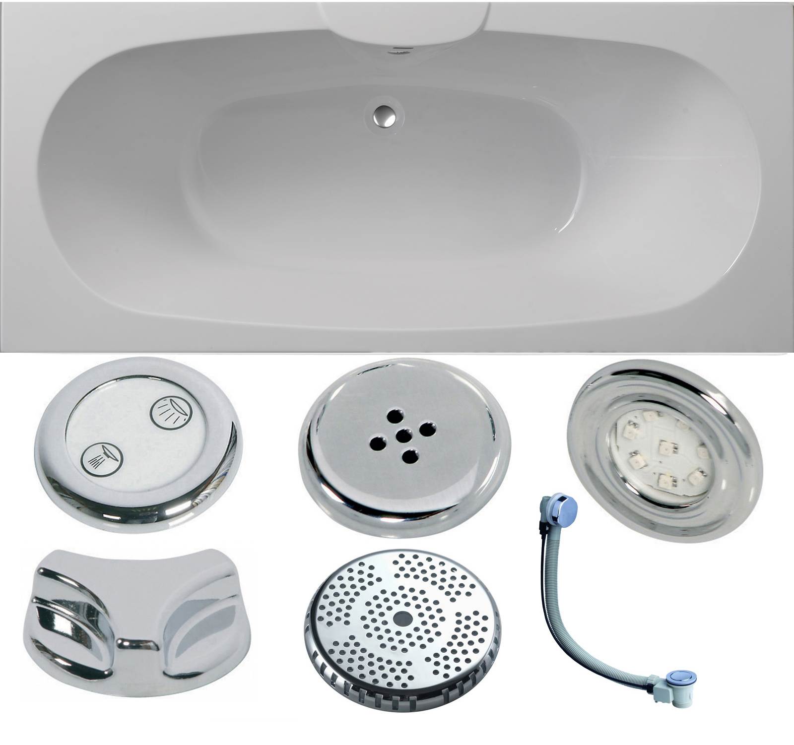 Nebraska Double Ended Superspec Whirlpool Bath - Option 5