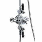 Nostalgic Thermostatic Shower Valve & Rigid Riser Kit with Black Handles