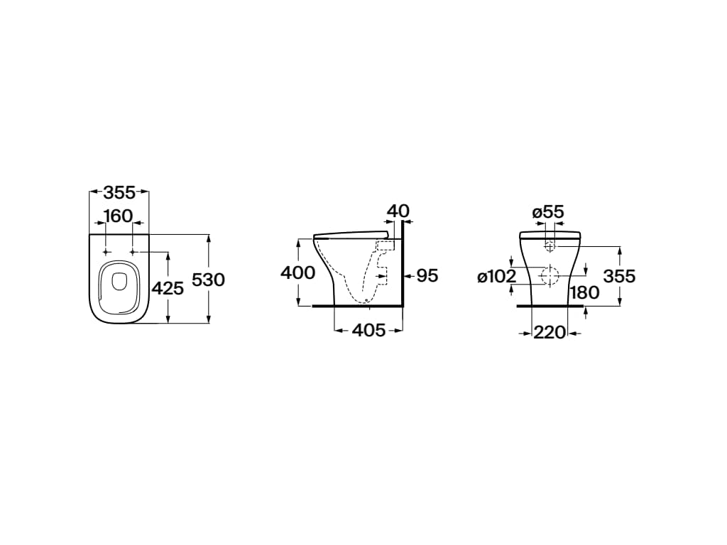 Roca Floor Standing Back to Wall Toilet with Roca Rimless® Vortex
