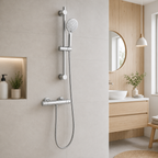 Ohio Thermostatic Bar Valve & Riser Kit with Rainfall Shower Head – Chrome