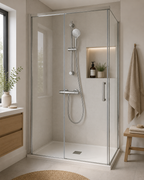 Ohio Thermostatic Bar Valve & Riser Kit with Rainfall Shower Head – Chrome