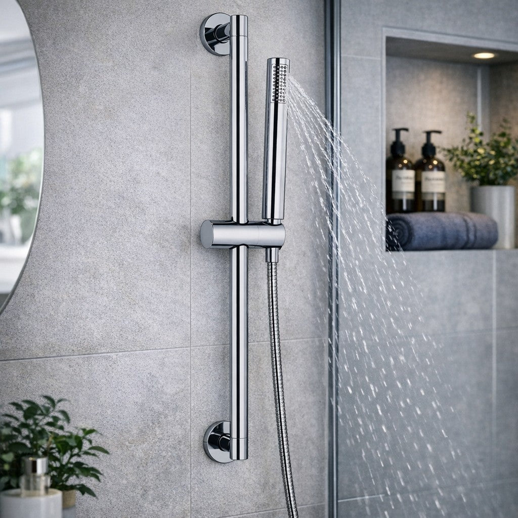 Ohio Slim Shower Kit inc. Slide Bar, Handset and Hose