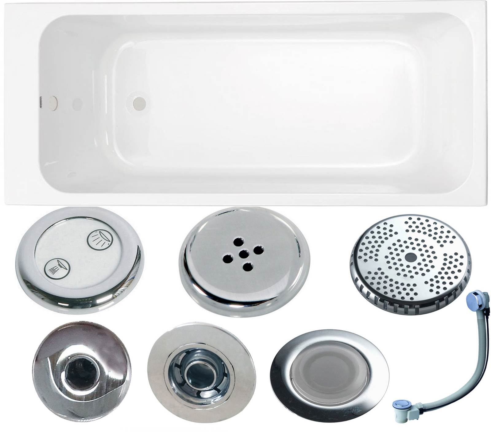 Oklahoma 1700 x 700mm Single Ended Whirlpool Bath - Option 6