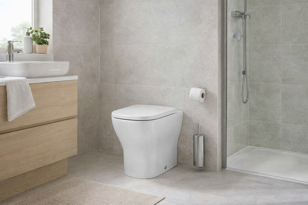 Roca Floor Standing Back to Wall Toilet with Roca Rimless® Vortex
