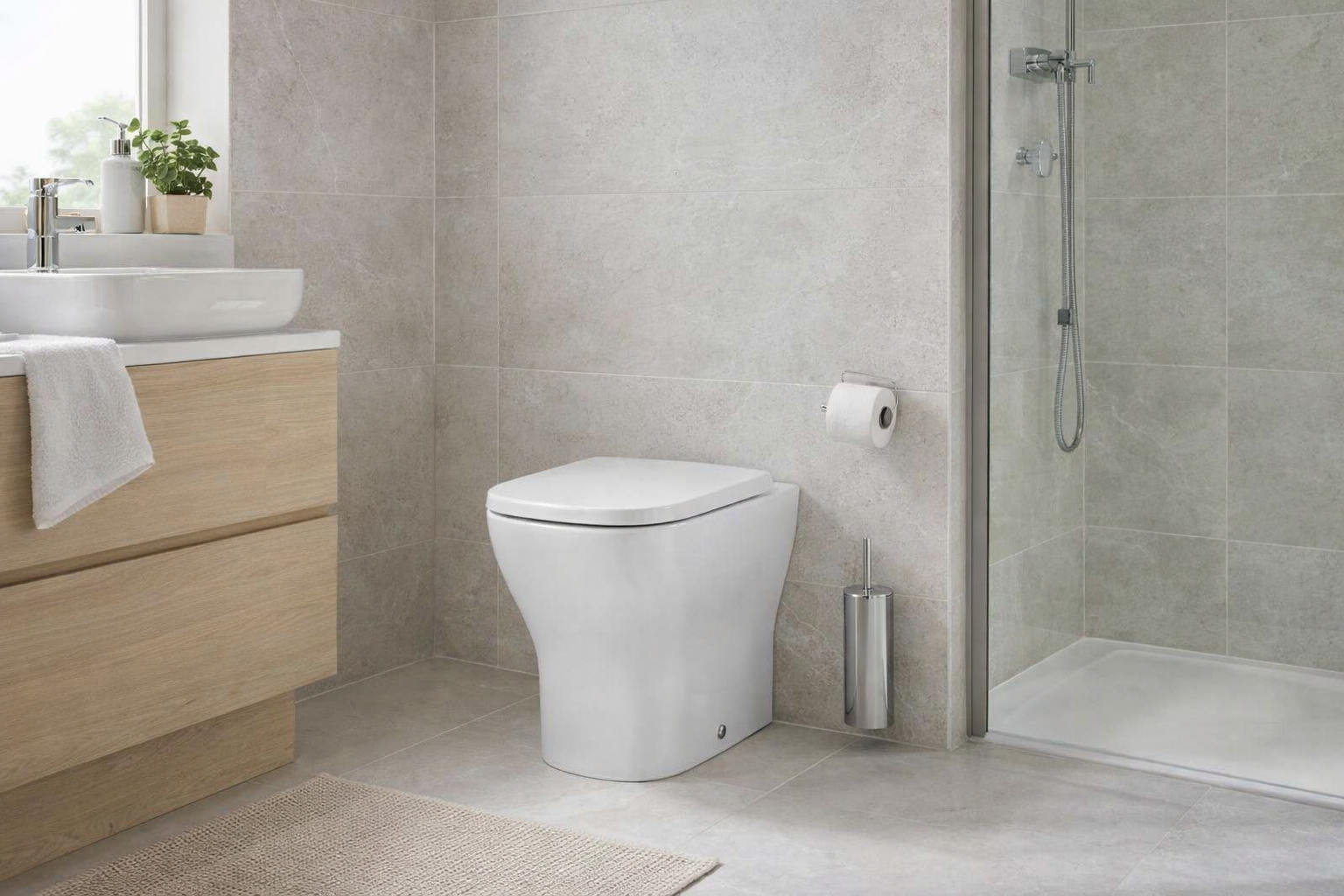 Roca Floor Standing Back to Wall Toilet with Roca Rimless® Vortex