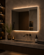 Genesis Options 600mm Double Door Mirrored Bathroom Cabinet - Gloss White