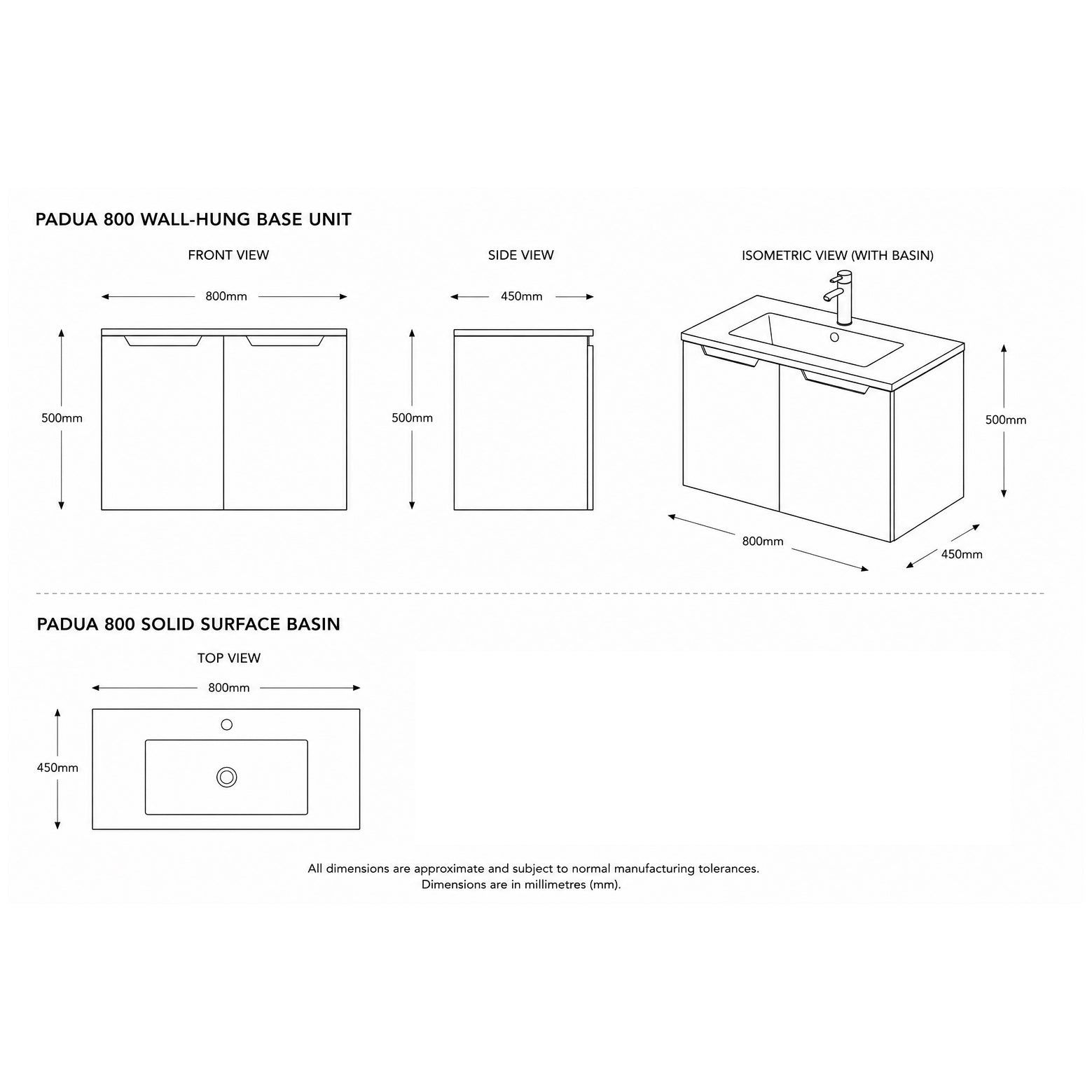 Padua 80 2-Drawer Wall-Hung Unit