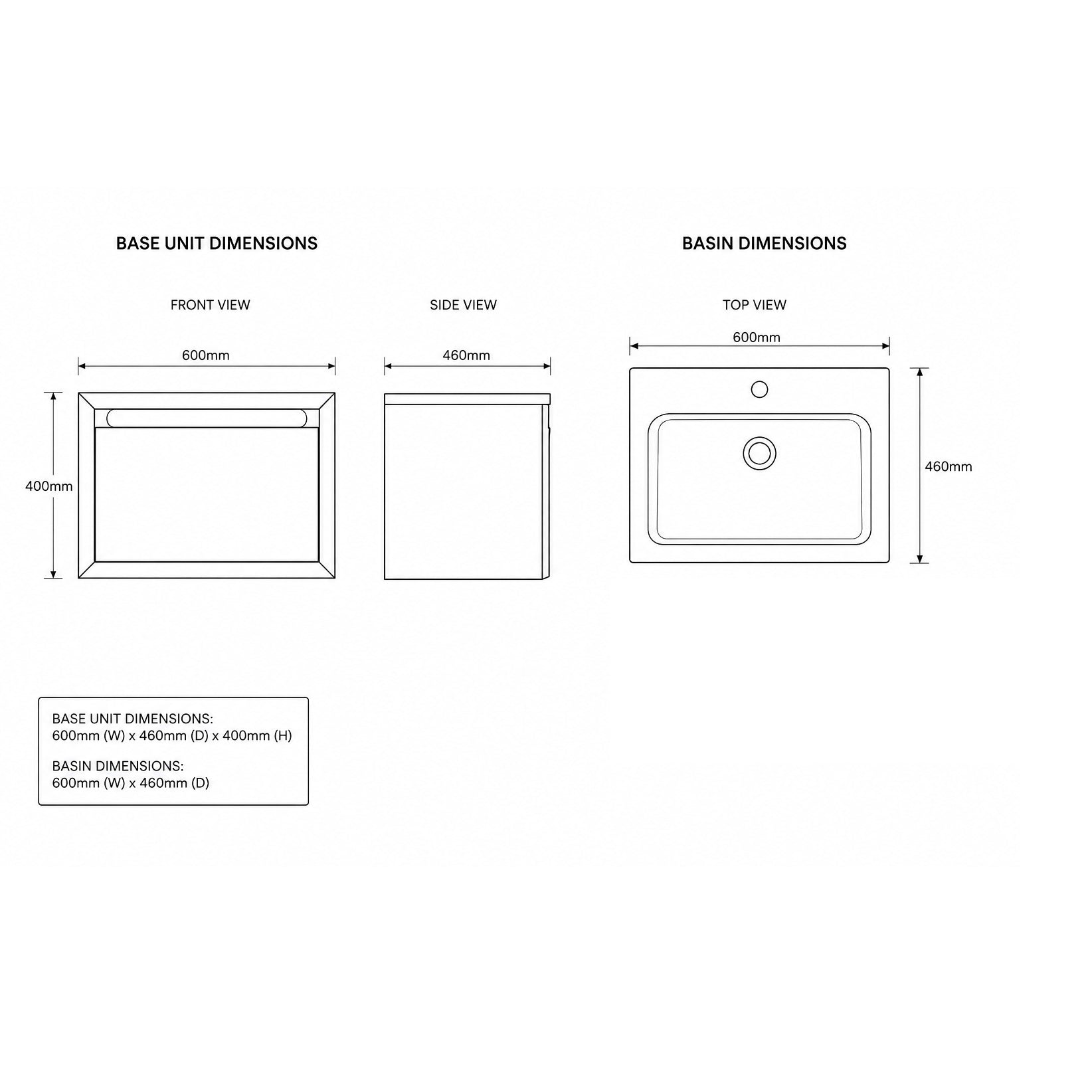 Porto 60 Wall-Hung Base & Basin