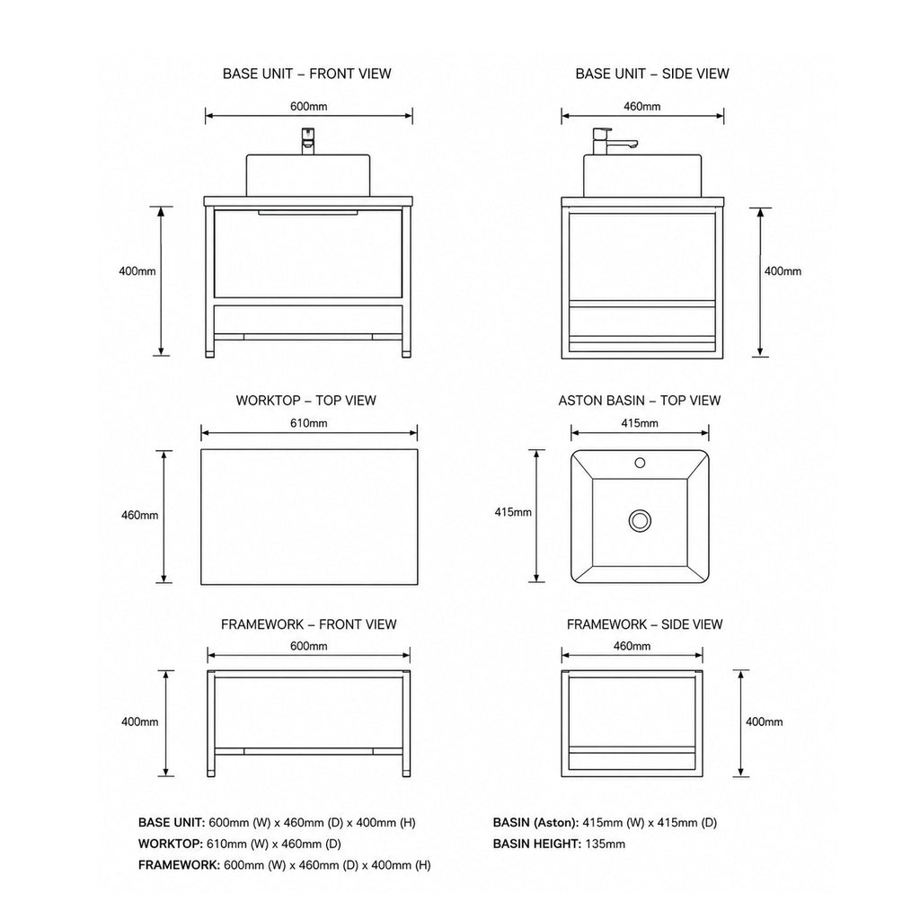 Porto 60 with Worktop & Frame