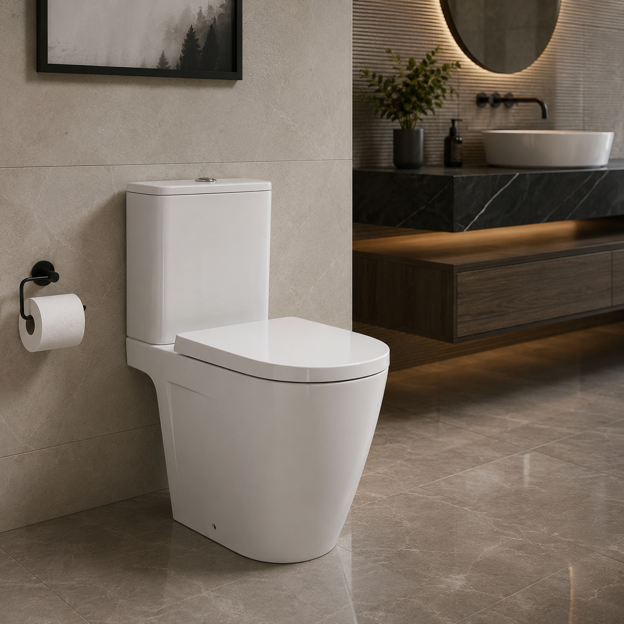 Roca Atis-V Floor Close Coupled Rimless® Vortex WC