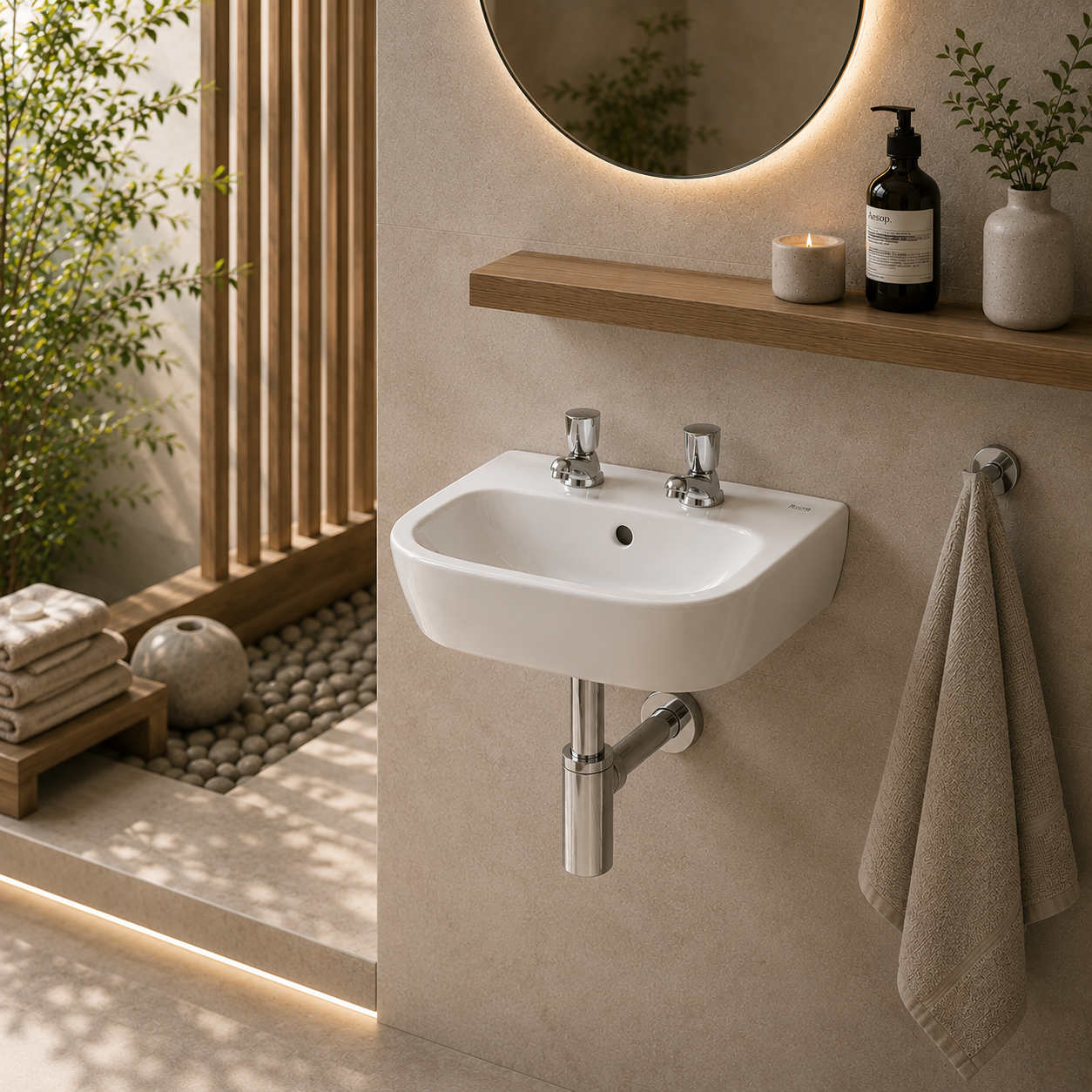 Roca Debba Cloakroom Basin - 450 x 370mm - 2 Tap Hole