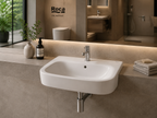 Roca Debba Semi-Recessed Basin - 520 x 400mm - 1 Tap Hole