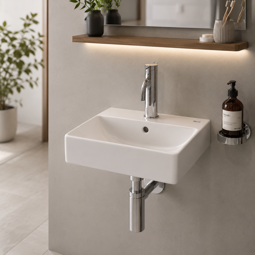 Roca Ona Compact 400 x 320mm 1 Tap Hole Basin