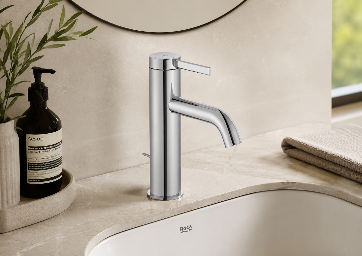 Roca Ona Basin Mixer with Cold Start